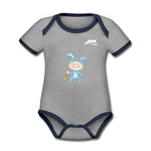 Load image into Gallery viewer, Maica Wear Organic Contrast Short Sleeve Baby Bodysuit - heather gray/navy